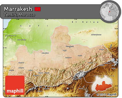 Satellite Map of Marrakesh, physical outside