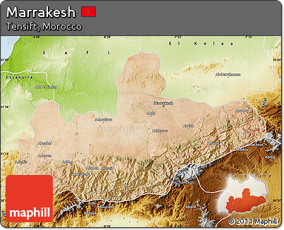 Satellite Map of Marrakesh, physical outside