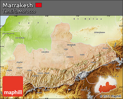 Satellite Map of Marrakesh, physical outside