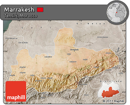Satellite Map of Marrakesh, semi-desaturated
