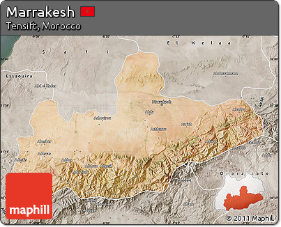 Satellite Map of Marrakesh, semi-desaturated