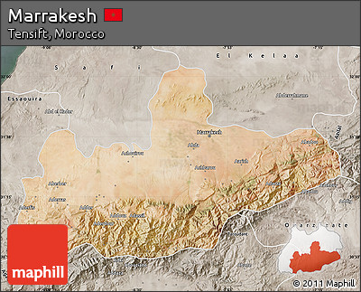 Satellite Map of Marrakesh, semi-desaturated