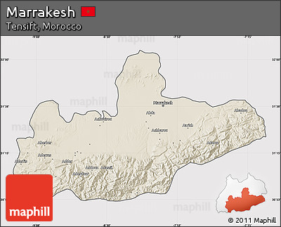 Shaded Relief Map of Marrakesh, cropped outside