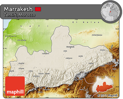 Shaded Relief Map of Marrakesh, physical outside