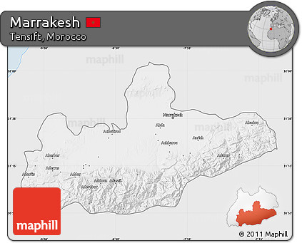 Silver Style Map of Marrakesh, single color outside