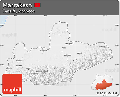 Silver Style Map of Marrakesh, single color outside