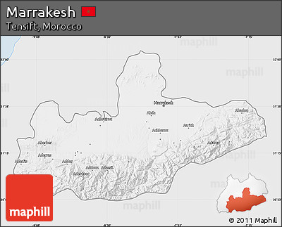 Silver Style Map of Marrakesh, single color outside