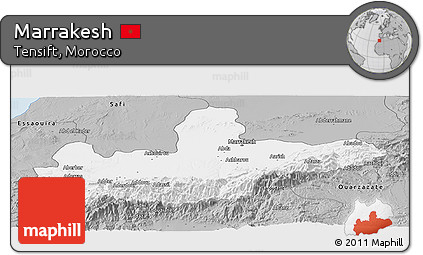 Gray Panoramic Map of Marrakesh