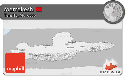 Gray Panoramic Map of Marrakesh, single color outside