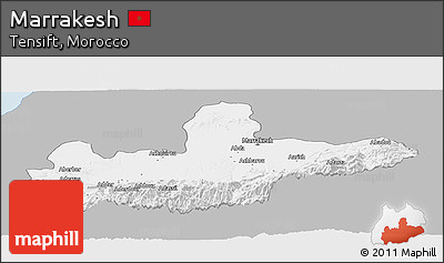 Gray Panoramic Map of Marrakesh, single color outside
