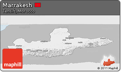 Gray Panoramic Map of Marrakesh, single color outside