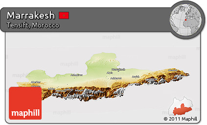 Physical Panoramic Map of Marrakesh, cropped outside