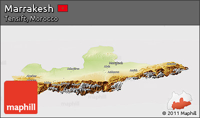 Physical Panoramic Map of Marrakesh, cropped outside