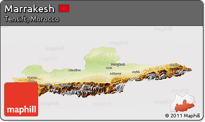 Physical Panoramic Map of Marrakesh, cropped outside