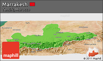 Political Panoramic Map of Marrakesh, satellite outside