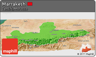 Political Panoramic Map of Marrakesh, satellite outside