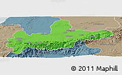 Political Panoramic Map of Marrakesh, semi-desaturated