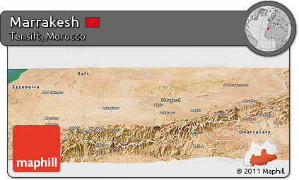 Satellite Panoramic Map of Marrakesh
