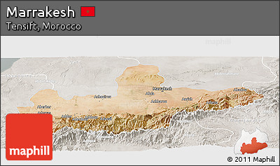 Satellite Panoramic Map of Marrakesh, lighten, semi-desaturated