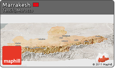 Satellite Panoramic Map of Marrakesh, lighten, semi-desaturated