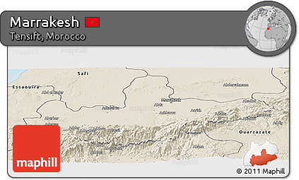 Shaded Relief Panoramic Map of Marrakesh
