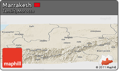 Shaded Relief Panoramic Map of Marrakesh