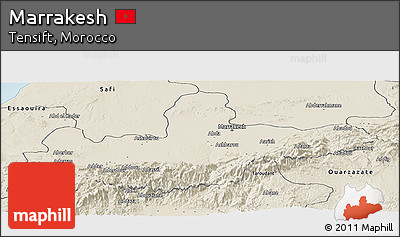 Shaded Relief Panoramic Map of Marrakesh
