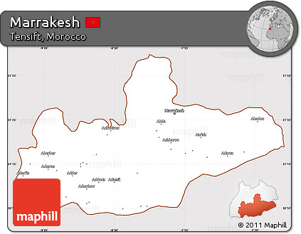 Classic Style Simple Map of Marrakesh, cropped outside