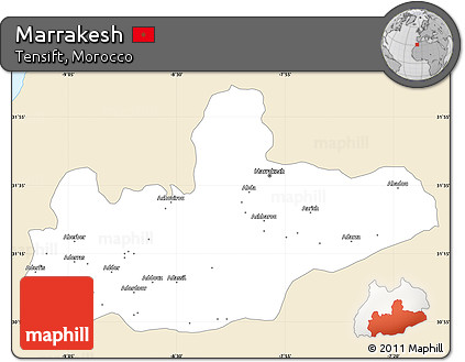 Classic Style Simple Map of Marrakesh, single color outside