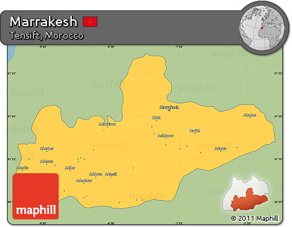 Savanna Style Simple Map of Marrakesh, single color outside