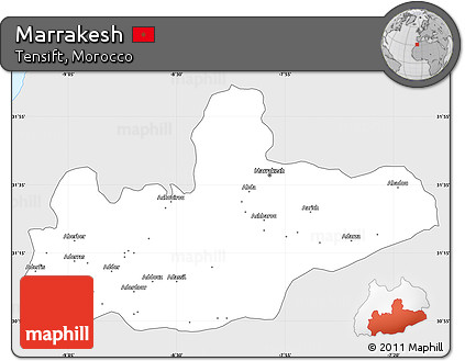 Silver Style Simple Map of Marrakesh, single color outside