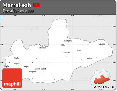 Silver Style Simple Map of Marrakesh, single color outside