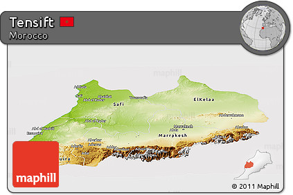 Physical Panoramic Map of Tensift, cropped outside