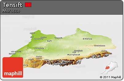 Physical Panoramic Map of Tensift, cropped outside