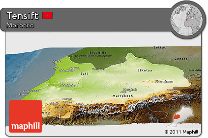 Physical Panoramic Map of Tensift, darken