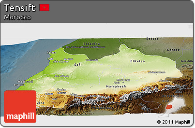 Physical Panoramic Map of Tensift, darken