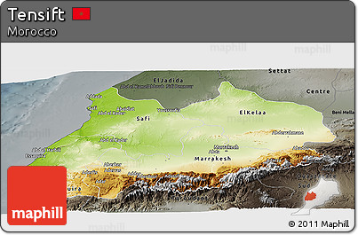 Physical Panoramic Map of Tensift, darken, semi-desaturated