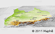 Physical Panoramic Map of Tensift, lighten, desaturated