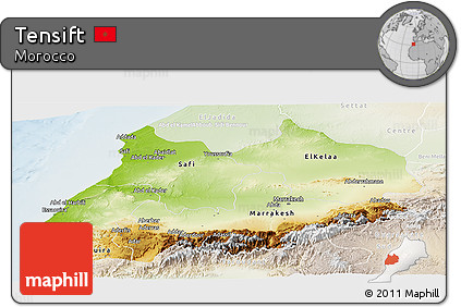 Physical Panoramic Map of Tensift, lighten