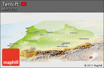 Physical Panoramic Map of Tensift, lighten