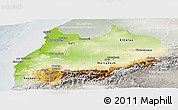 Physical Panoramic Map of Tensift, lighten, semi-desaturated