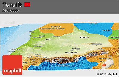 Physical Panoramic Map of Tensift, political outside
