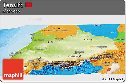 Physical Panoramic Map of Tensift, political outside