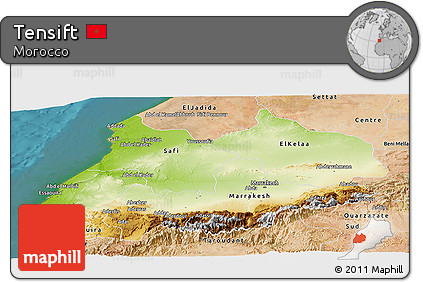 Physical Panoramic Map of Tensift, satellite outside