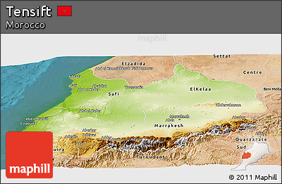 Physical Panoramic Map of Tensift, satellite outside