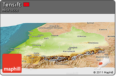 Physical Panoramic Map of Tensift, satellite outside