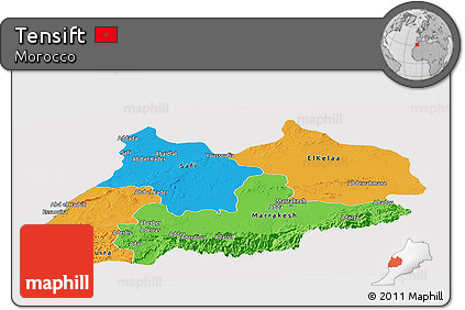 Political Panoramic Map of Tensift, cropped outside