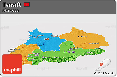 Political Panoramic Map of Tensift, cropped outside
