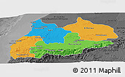 Political Panoramic Map of Tensift, darken, desaturated