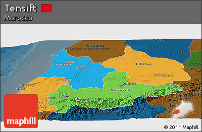Political Panoramic Map of Tensift, darken
